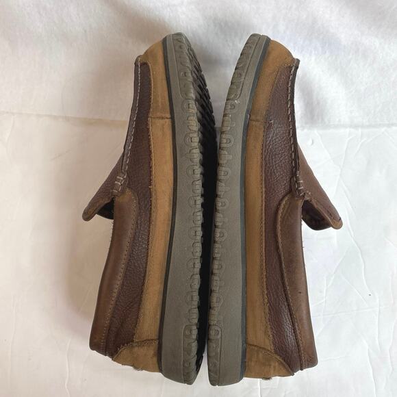 LL Bean All Week Moc Slippers Brown Leather Fur Lined Slip On Shoe Mens Sz 10 - Picture 5 of 9